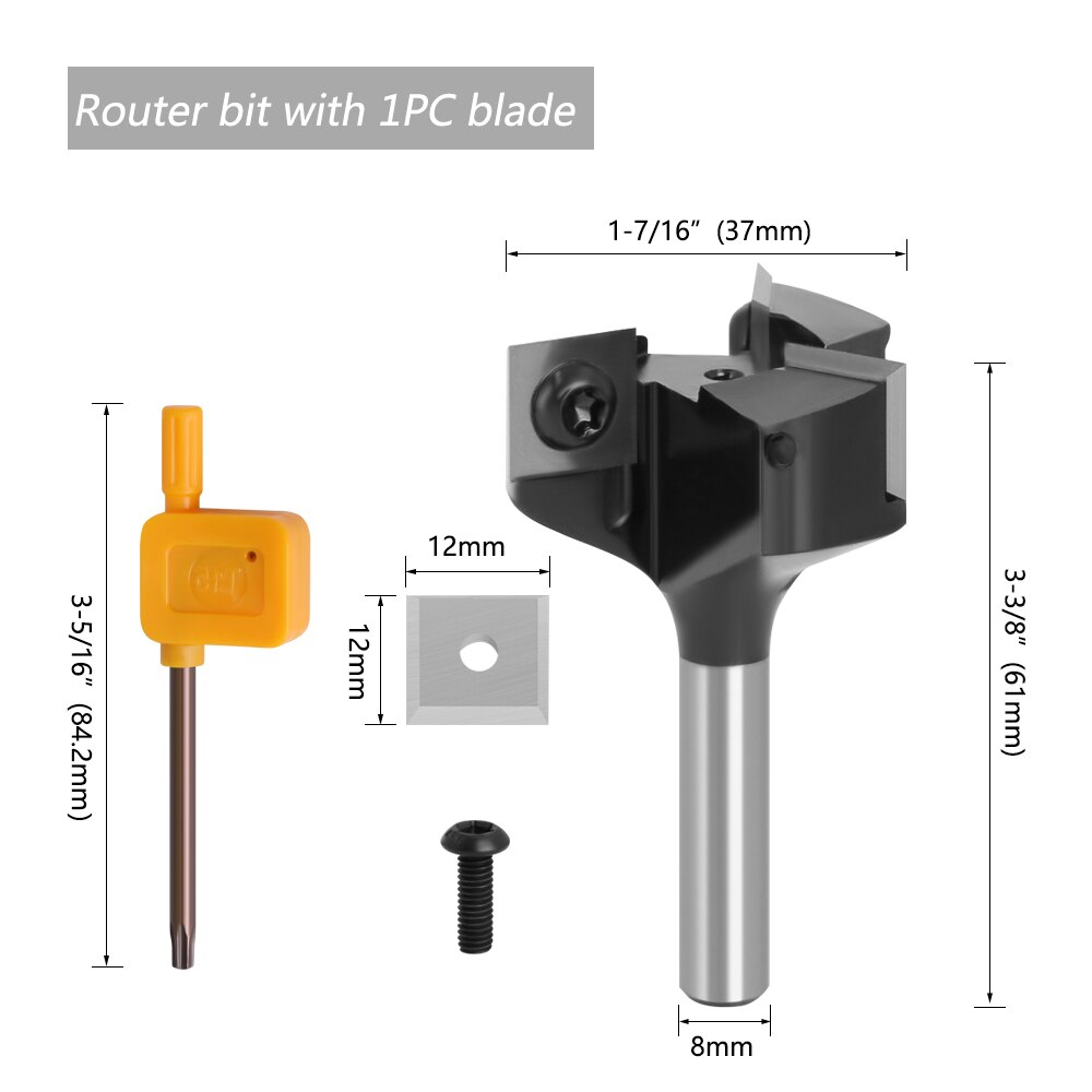 Lavie 8mm -varreinen vaihdettava terä höylätysterä pääty jyrsinterä inserttityyppinen spoilboard cnc-pinnoitus jyrsinterät puulle: Terä 1pc terällä