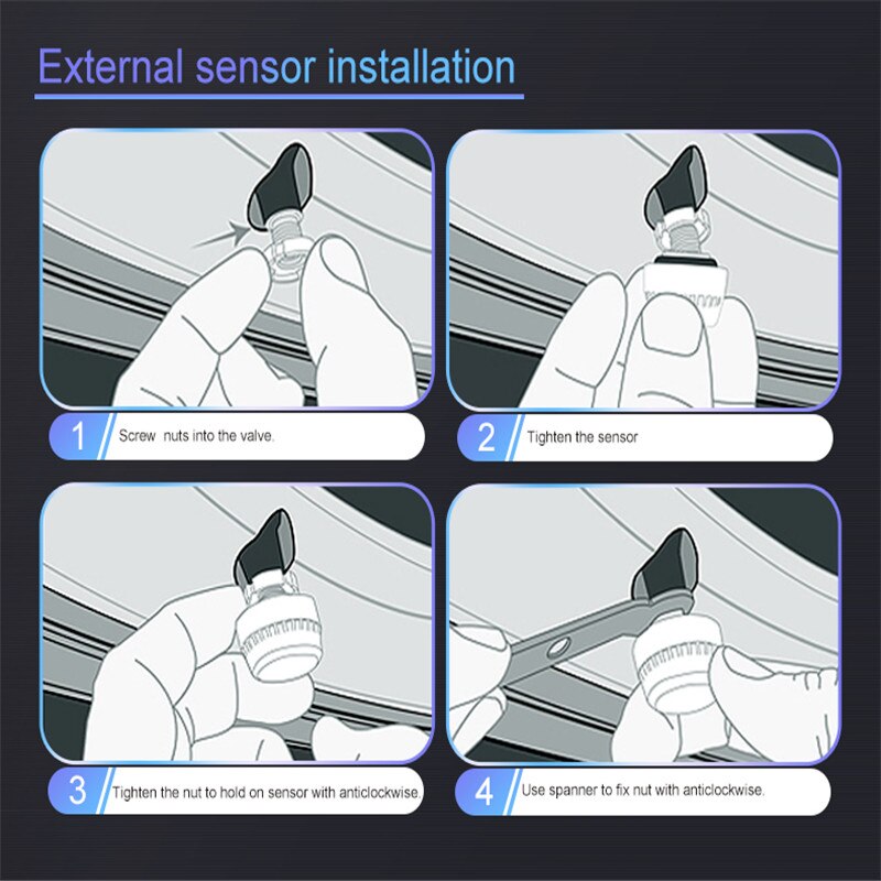 CARCHET 12V Car TPMS Tire Pressure Alarm Monitoring System With USB Charging Port + 4 External Self Replaceable Battery Sensors