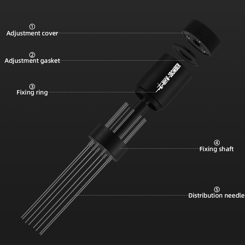 MHW-3BOMBER Adjustable WDT Espresso Distribution Tool Replaceable Needles Coffee Stirrer with Magnetic Stand Barista Accessories