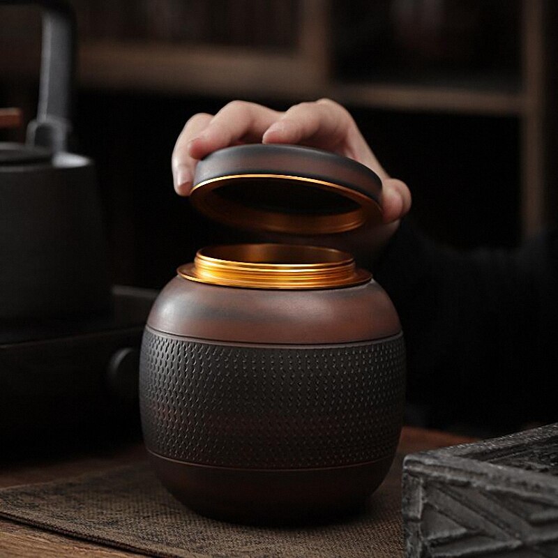 PINNY Purple Pottery Tea Jar Retro Ceramic Storage Containers Chinese Kung Fu Tea Accessories