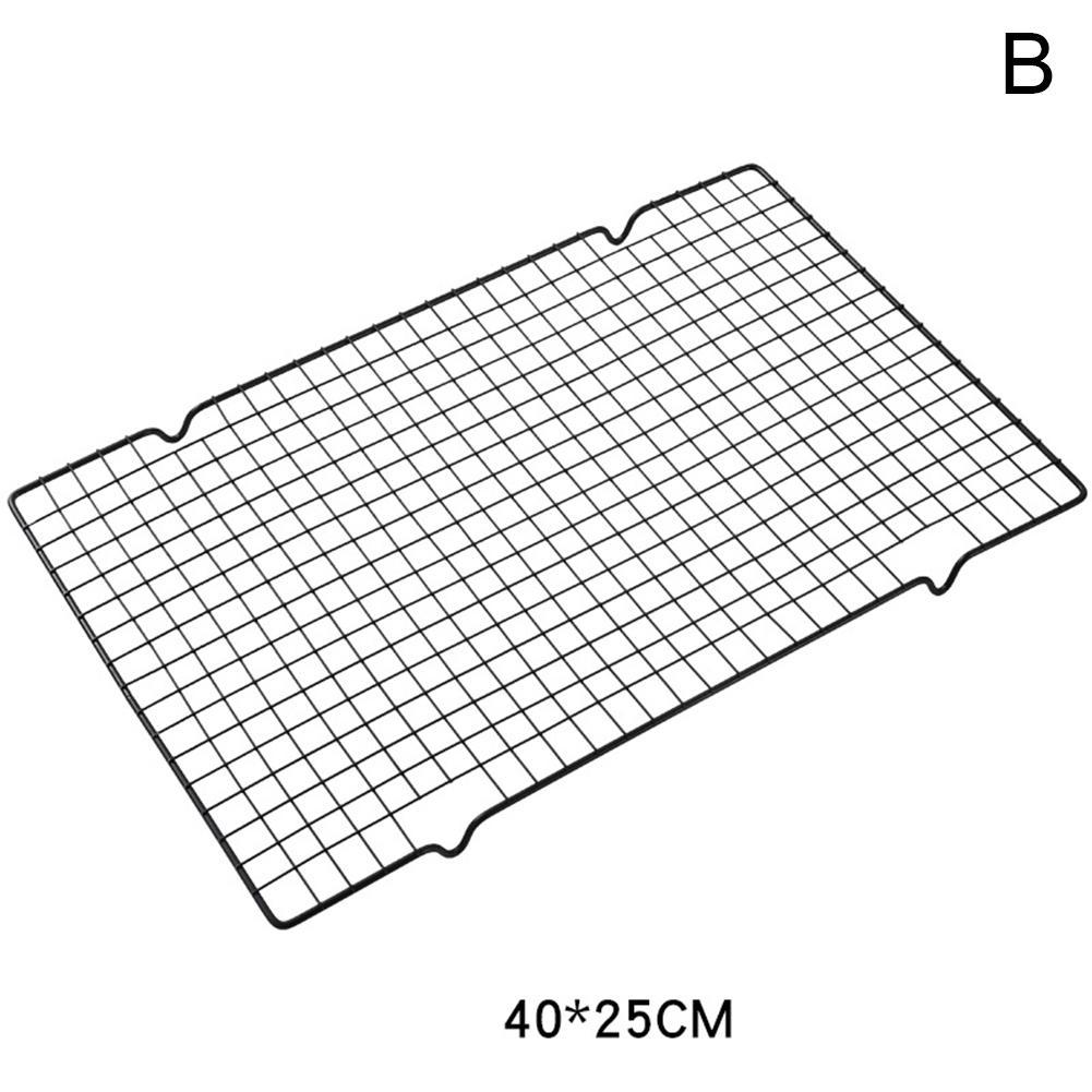 Rejilla de alambre de acero al carbono bandeja refrigerante para pastel estante para comida, estante para galletas, soporte para pan de cocina, horno para hornear, Pizza, barbacoa, galleta H7Q2: 40x25cm