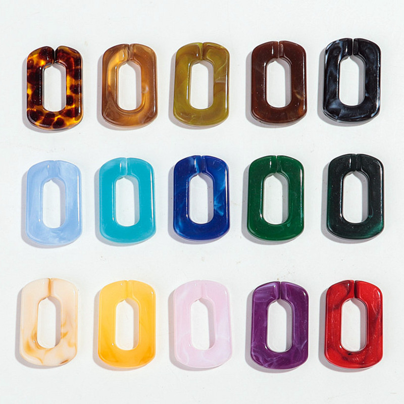 20 piezas 20x30mm cuentas de cadena de eslabones de anillo cuadrado acrílico de colores mezclados para pulsera fabricación de collares accesorios de joyería DIY al por mayor