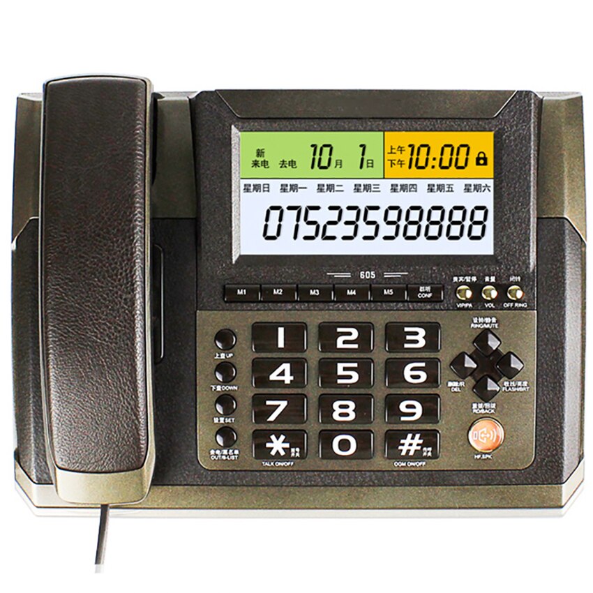 Téléphone fixe filaire à grand écran avec HF parlant, rétro-éclairage, Volume réglable et luminosité de l&#39;écran LCD, rapport vocal