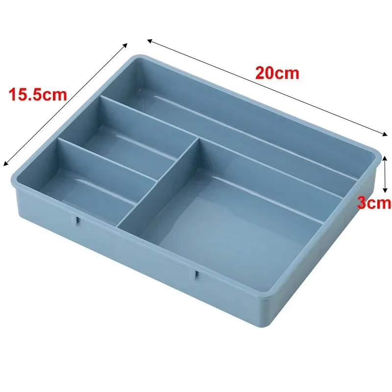 Organizador de cajones de escritorio, caja de almacenamiento de papelería para artículos diversos, contenedor, organizador de maquillaje y cosméticos, contenedor divisor de cajón para el hogar y la Oficina: Azul