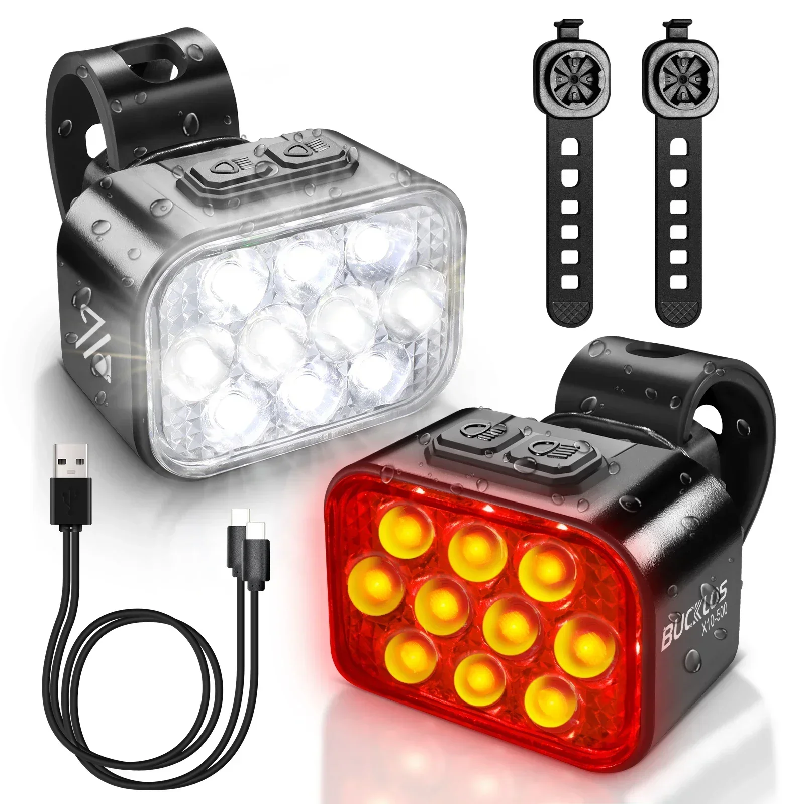 Bucklos luz de bicicleta 1100mah led lâmpada à prova dwaterproof água usb recarregável mtb estrada lanternas traseiras ultraleve para peças da bicicleta: Vermelho