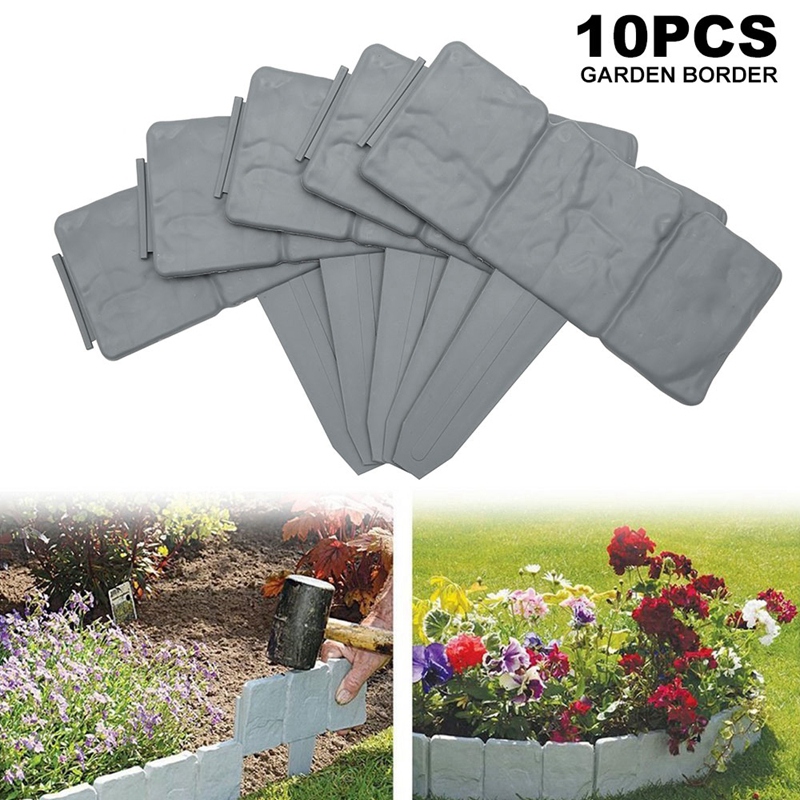 10Pc Imitatie Steen Hek Tuin Plastic Hek Pp Opvouwbare Splicing Hek Tuin Plant Decoratie Flowerbed Frame