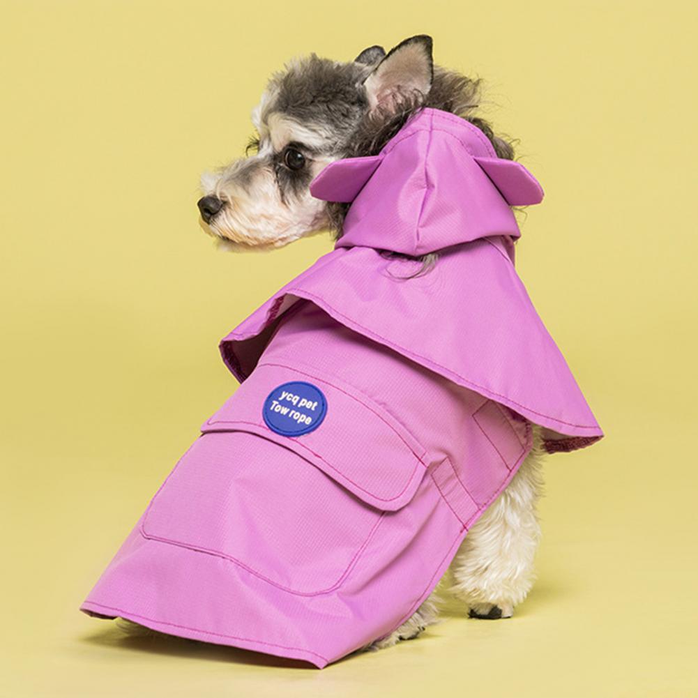 Novel Dog Hooded Raincoat Flexible Easy Wear Pockets Lightweight Portable Dog Rain Coat