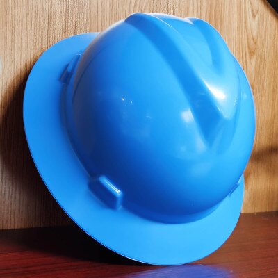 Sikkerhedshjelm bred fuld rand hård hat letvægts høj styrke arbejdshætte konstruktion jernbane metallurgi mine sommer solskærm: Blå