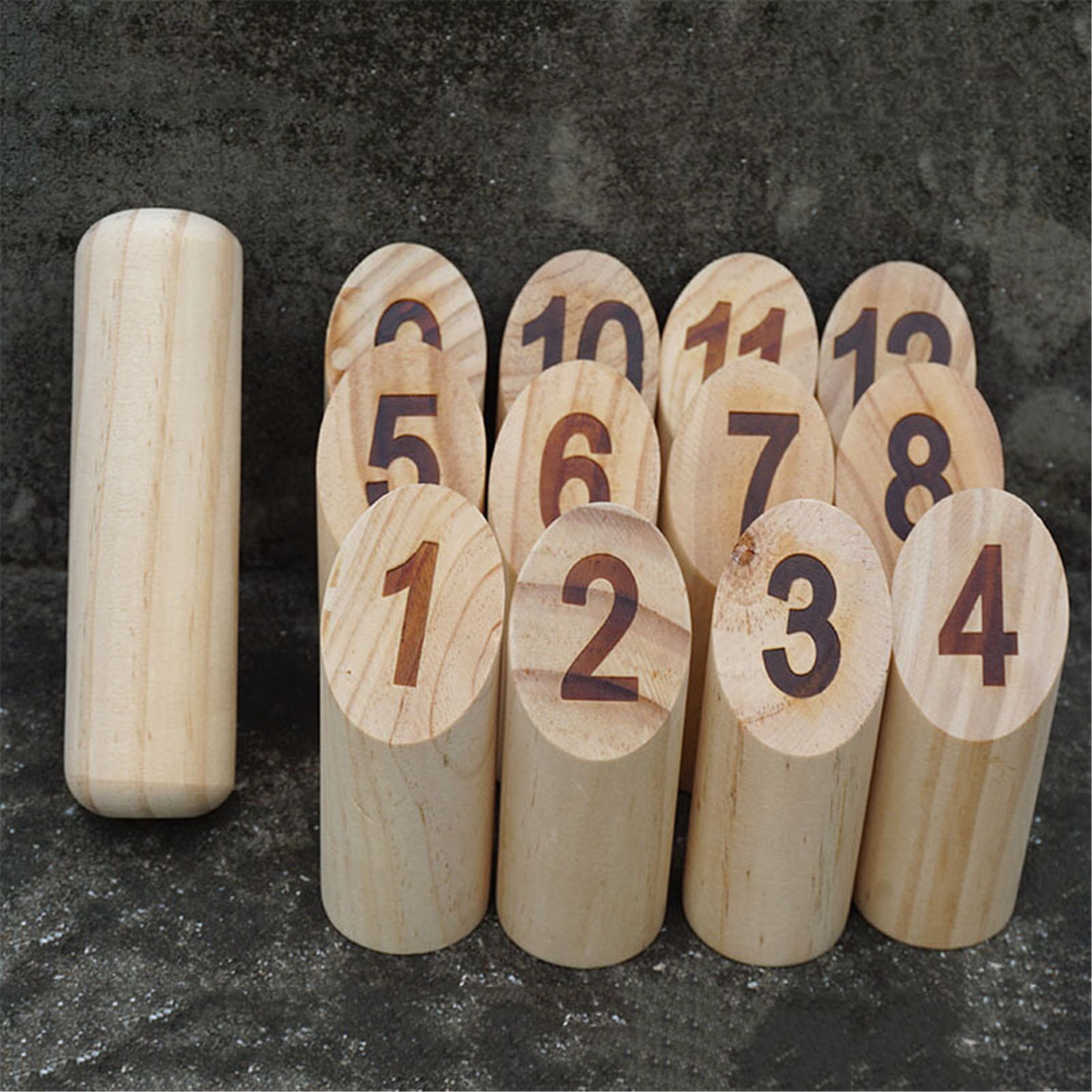 Holzwurfspiel-set mit zahlenblöcken, lustiges spielzeug für draußen, unterhaltung zu hause, hohes holz, rasenbowling-ähnliches spiel