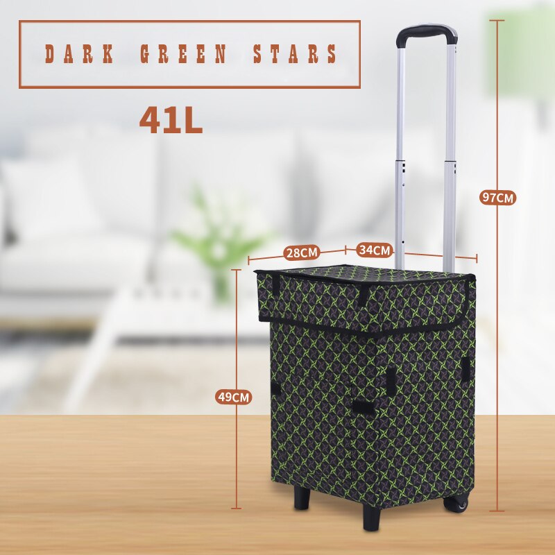 B-LIFE Shopping Cart Super Loading Grocery Foldable Cart with Extra Large Shopping Bag Laundry Utility Cart Bonus Adjustable: Yellow