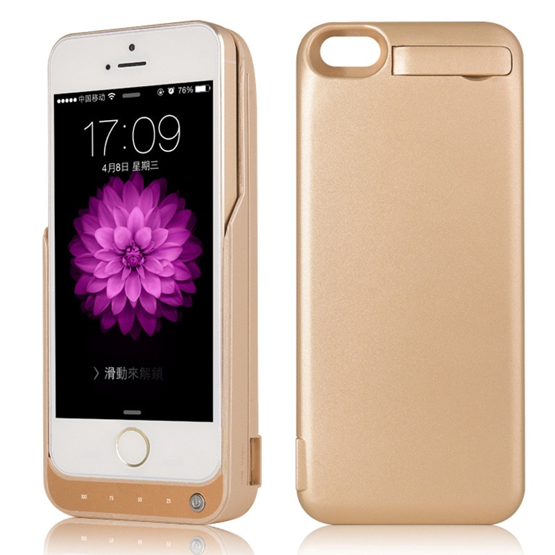 Batteriladdare fodral 4200 mah uppladdningsbart med stativ externt batteri babk backup laddningsväska för iphone 5 5s se