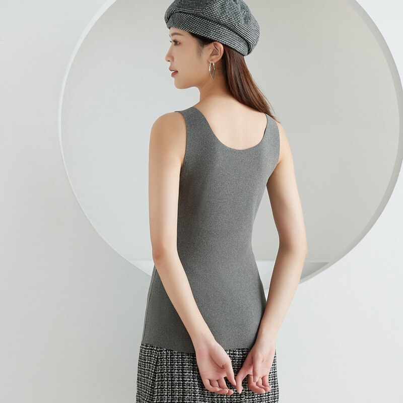Thermal Underwear Women Fall/winter Wear With Chest Pad Lace Wide-shoulder Vest &amp; Polyester Fiber Velvet Heating &amp; Warm Vest