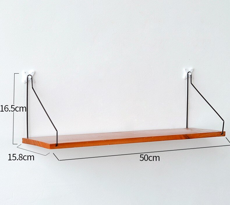 Metal Solid Wood shelf Bracket Support Wall Mounted Storage Rack Home Accessory 30/40/50cm 1pcs: Large 50cm Brown