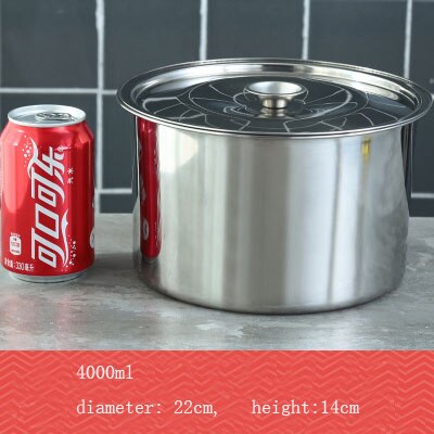 XMT-HOME Rvs Maaltijd Prep Serveerschaal Dikke Soep Pot Met Deksel Ureens Noodle Ei Blikjes Kruiden Olie Container 1pc: 4000ml