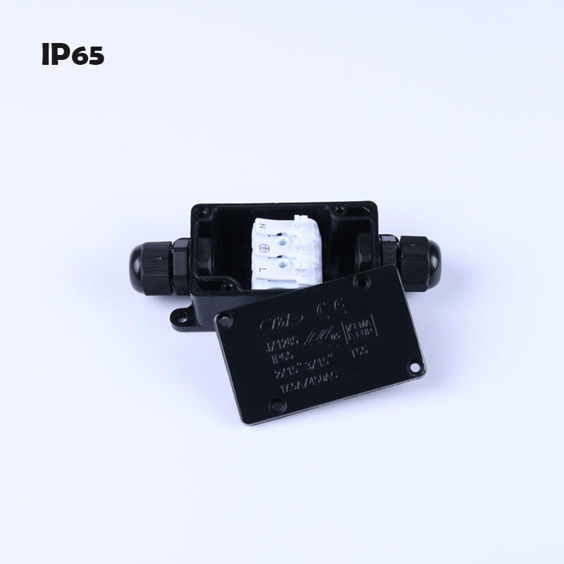 Ip65 vandtæt sort plastkabletrådstikforbindelse elektrisk 2-- kabelforbindelsesboks med terminal: Ip65 sorte 1