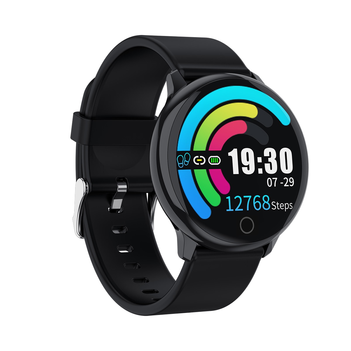 Newwear Q16 Smart Uhr Männer Voller Touch Screen Silikon Stahl Gürtel Schwarz Armband Wasserdicht Herz-Monitor-Sport Smart Band