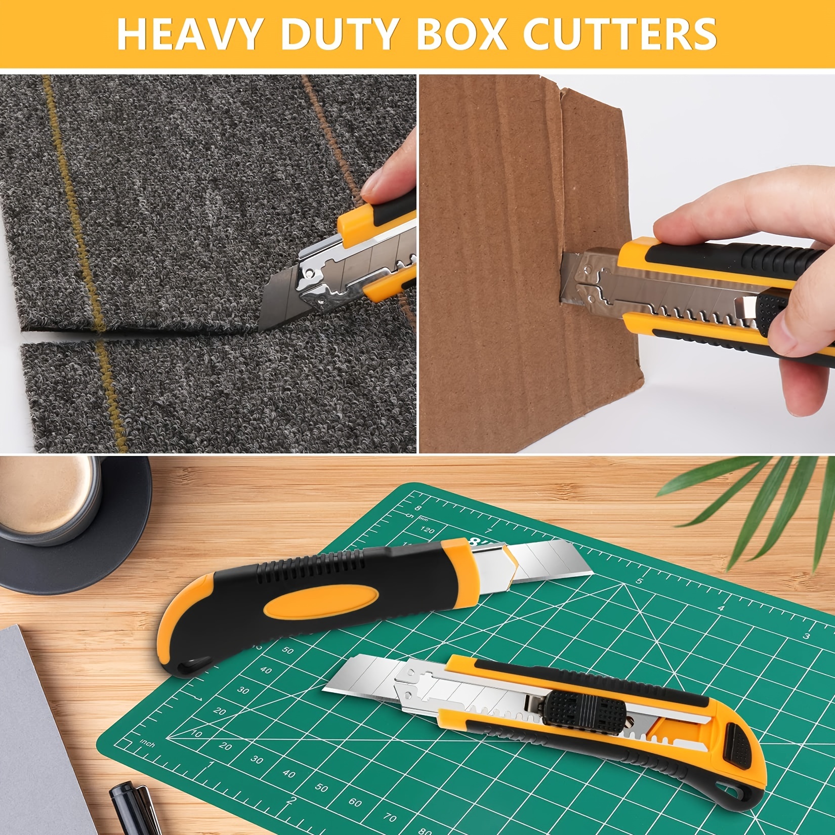 1 PC Utility Knife Box Cutter Retractable, Blade Storage , Extra 2 PCS Snap Off Blades Included, Quick-Change Blades Boxcu