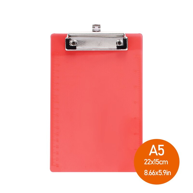 A4 PP Plastic Folder Portable Pad Portable Pen Tray Office Metting File Pocket School folders A5 cilp file: A5 RED