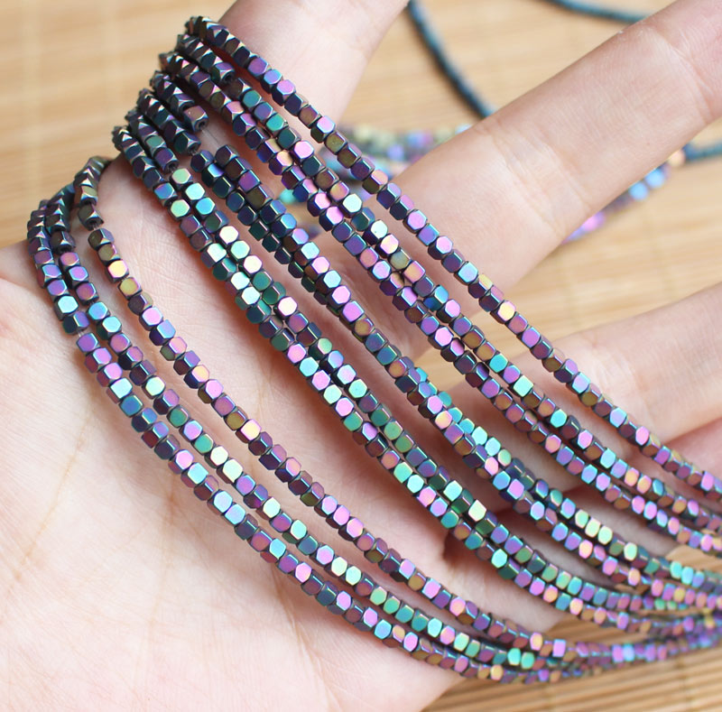 ¡Ematita natural muy brillante! Cuentas de hematita cuadradas facetadas de 15 pulgadas, para hacer joyas, pulseras y collares DIY