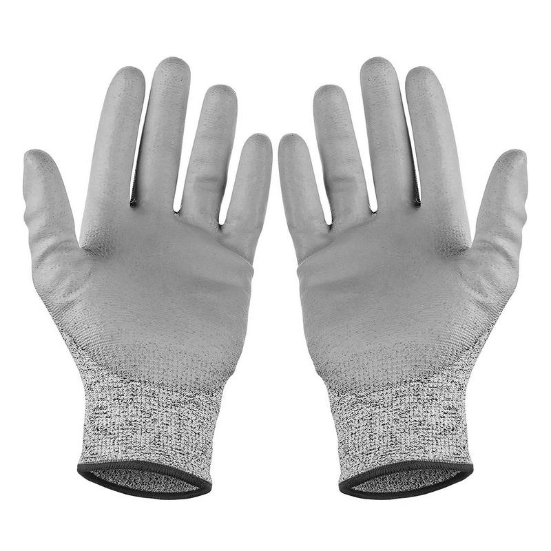 1 paar anti-snijbestendige handschoenen grijze kleur anti-snij niveau 5 veiligheidswerkhandschoenen snijbestendige handschoenen maat S-XL