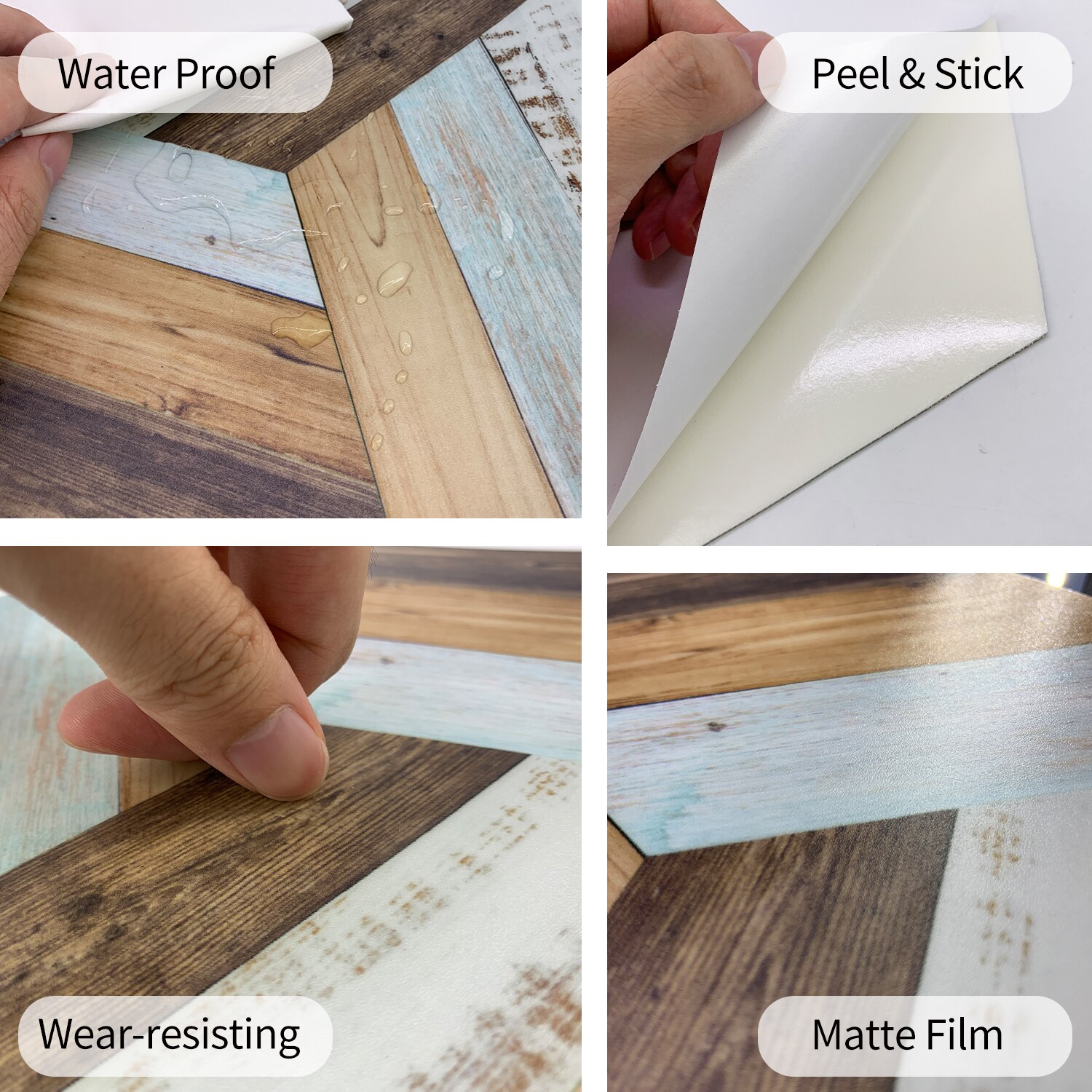Funlife®Pegatinas de suelo gruesas hexagonales antideslizantes de madera oscura, película mate para decoración del hogar, pegatina de suelo impermeable para baño y cocina