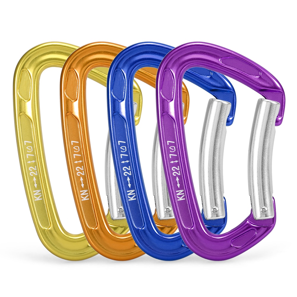 22KN / 24KN Straight Gate Carabiner Non-locking Gate Carabiner Climbing Canyoning Backpacking Hammocks Key Nose Carabiner