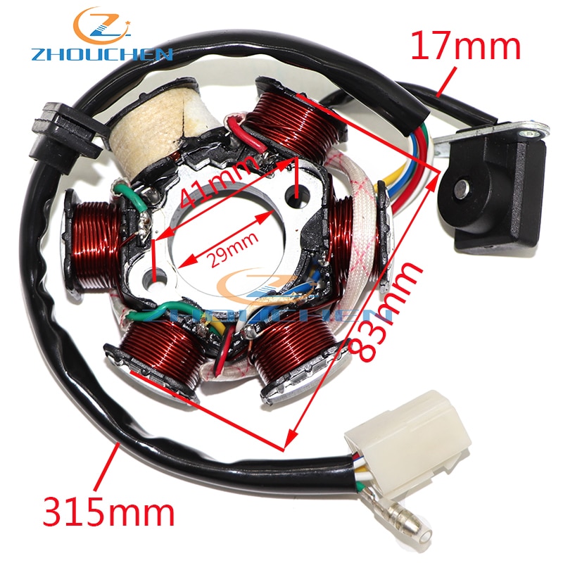 Motorer generator magneto 6- pole 4 pin magneto stator coil fit for 50 cc 90 cc 110 cc atv scooter dirt bike engine parts