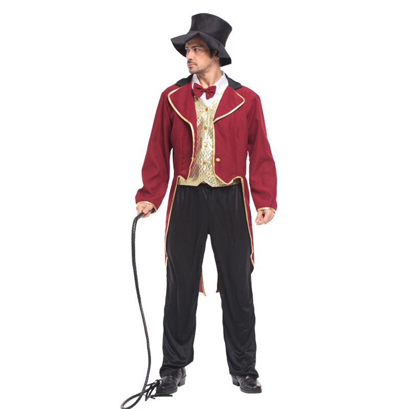 Men The circus Animal trainer Costume Carnival Purim Halloween Magician Cosplay Carnival Masquerade Stage performance dress