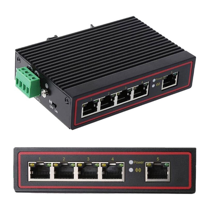 5-Port RJ45 10/100M Ethernet Desktop Switch Hubs Network Laptop DIN Rail Type