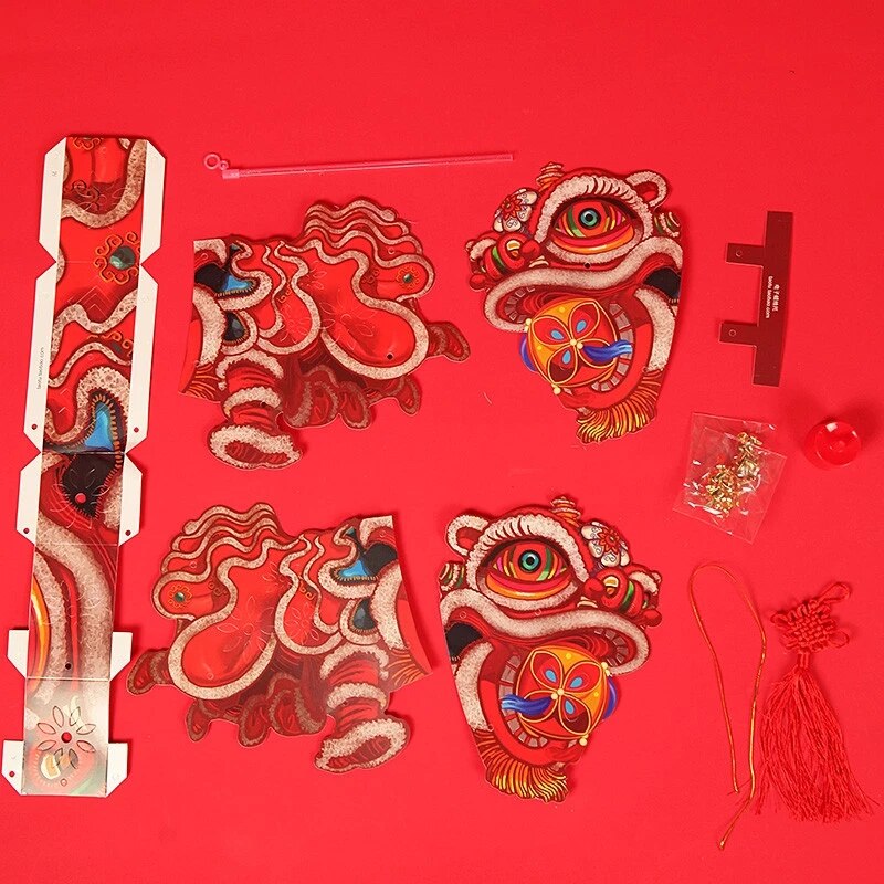 DIY Handmade Lantern Lantern Festival Spring Festival Retro Traditional Paper Lantern Children Year Lion Lantern