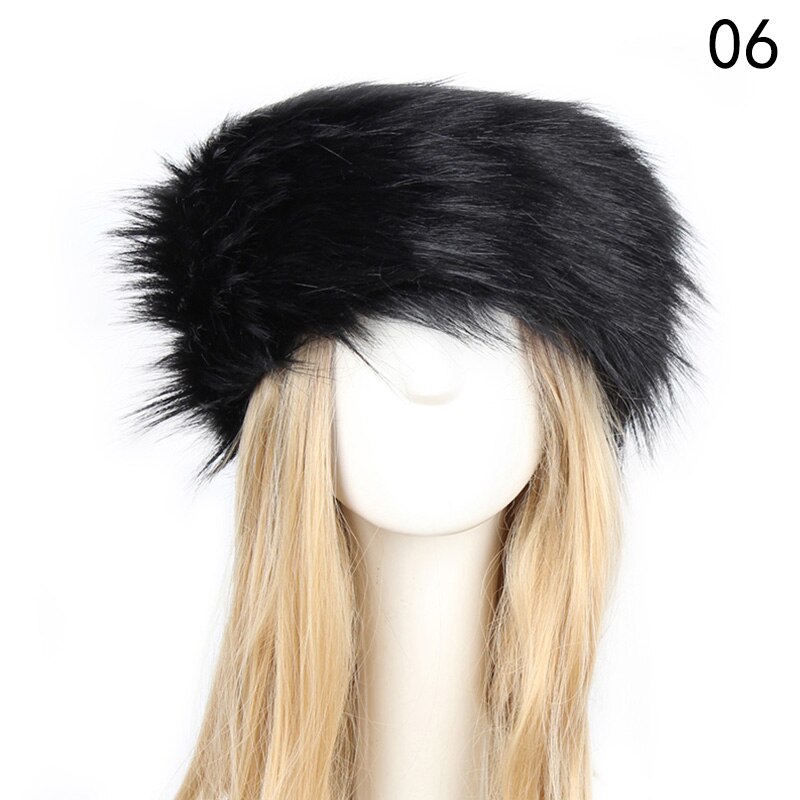 Winter Dikke Harige Haarband Fluffy Faux Fur Vrouwen Meisje Bont Hoofdband Hoed Winter Outdoor Earwarmer Ski Hoeden Sneeuw Cap: 06