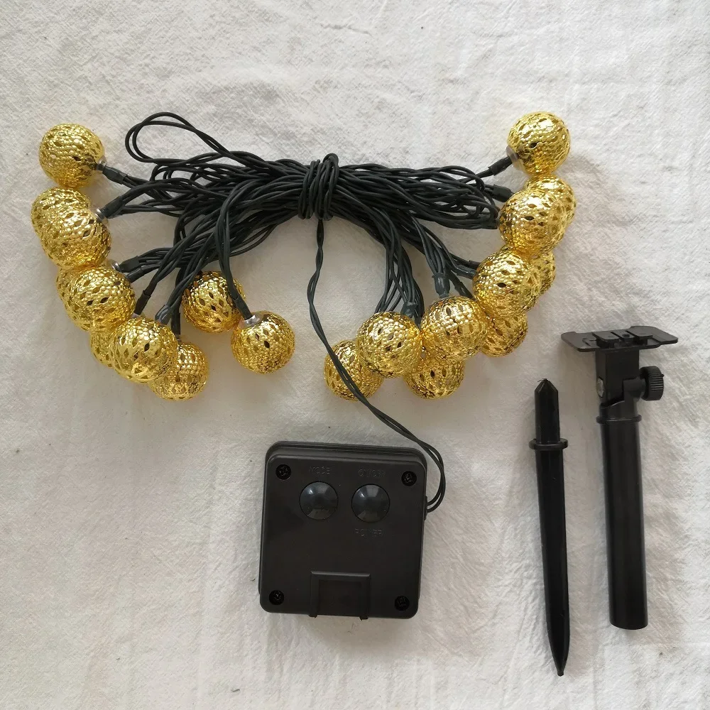 Luz Solar de bola marroquí de 12/7m, 5M/6M, lámpara de jardín de hadas impermeable para exteriores, 8 modos para jardín, patio, paso, iluminación exterior