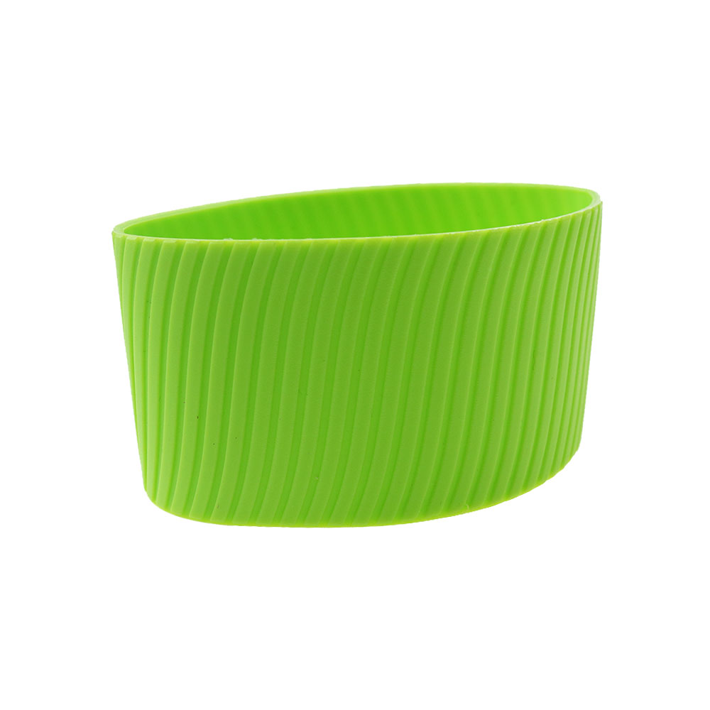 1Pc Siliconen 8Cm Warmte Geïsoleerde Cup Mouw Strepen Anti Slip Wraps Voor Mokken Keramische Glazen Waterfles Thermostabiliteit Geurloos: Licht Groen