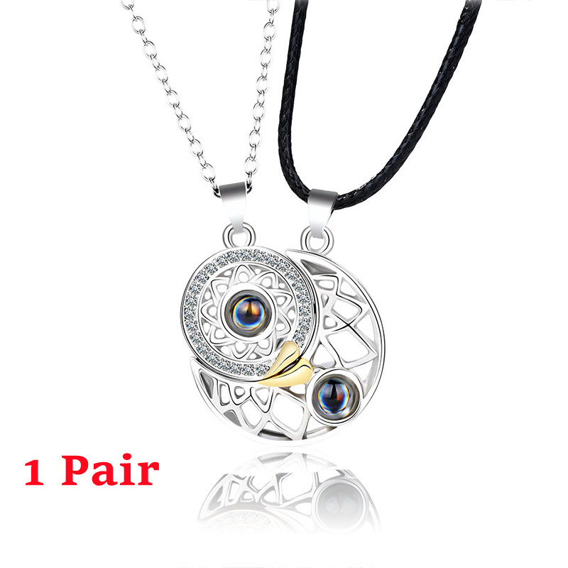 Collana coppia magnetica ti amo 100 lingue abbinate coppia collane collana pendente cuore per amico san valentino