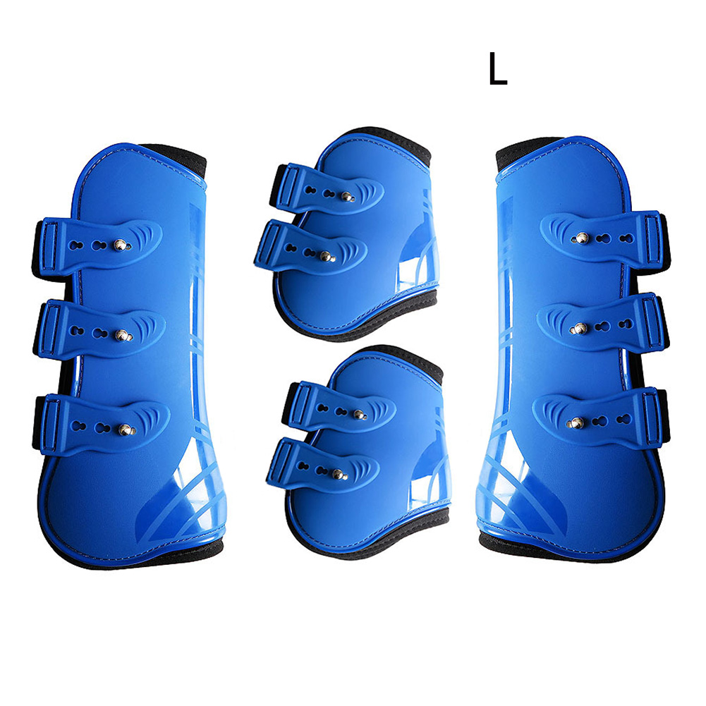 Training Front Hind Practical Outdoor Equestrian Farm Protection Wrap Guard Riding Brace Adjustable Horse Leg Boots Durable: Blue L