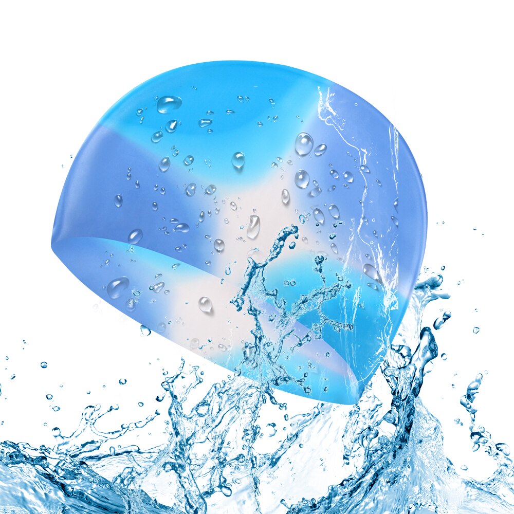 Women Men Swimming Cap Waterproof Fabric Protect Ears Long Hair Sports Siwm Pool Swimming Hat Swimming Accessories: Brown