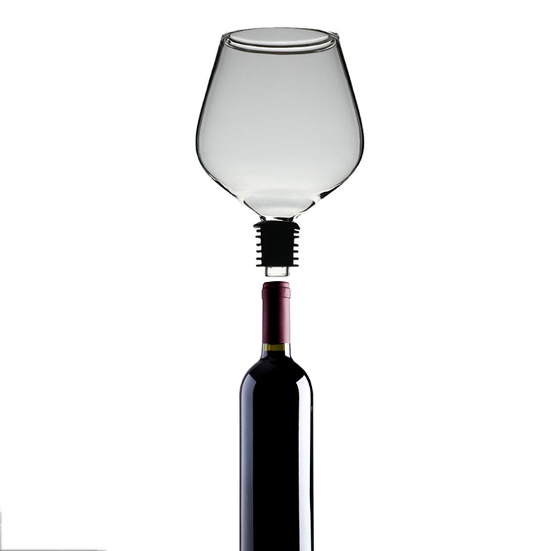 270/500 ml Weinflasche, Glasaufsatz, direkt aus der Flasche trinken, klare Schnapsglas-Tasse, Weindekanter mit Silikondichtung