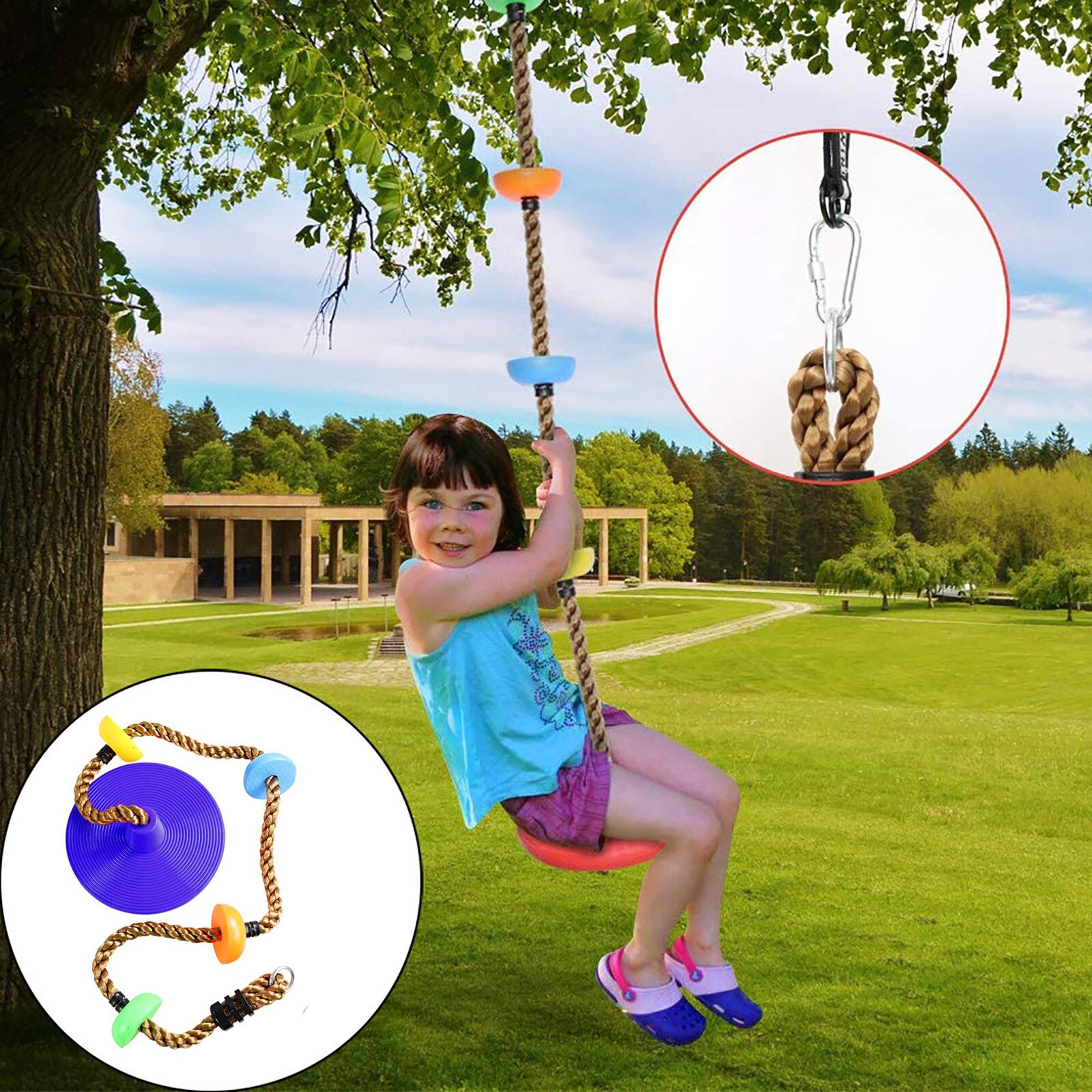 Kids Boom Swing Klimmen Touw Met 12 Inch Platforms Disc Boom Schommel Outdoor Indoor Schommels En Swing Set Accessoires