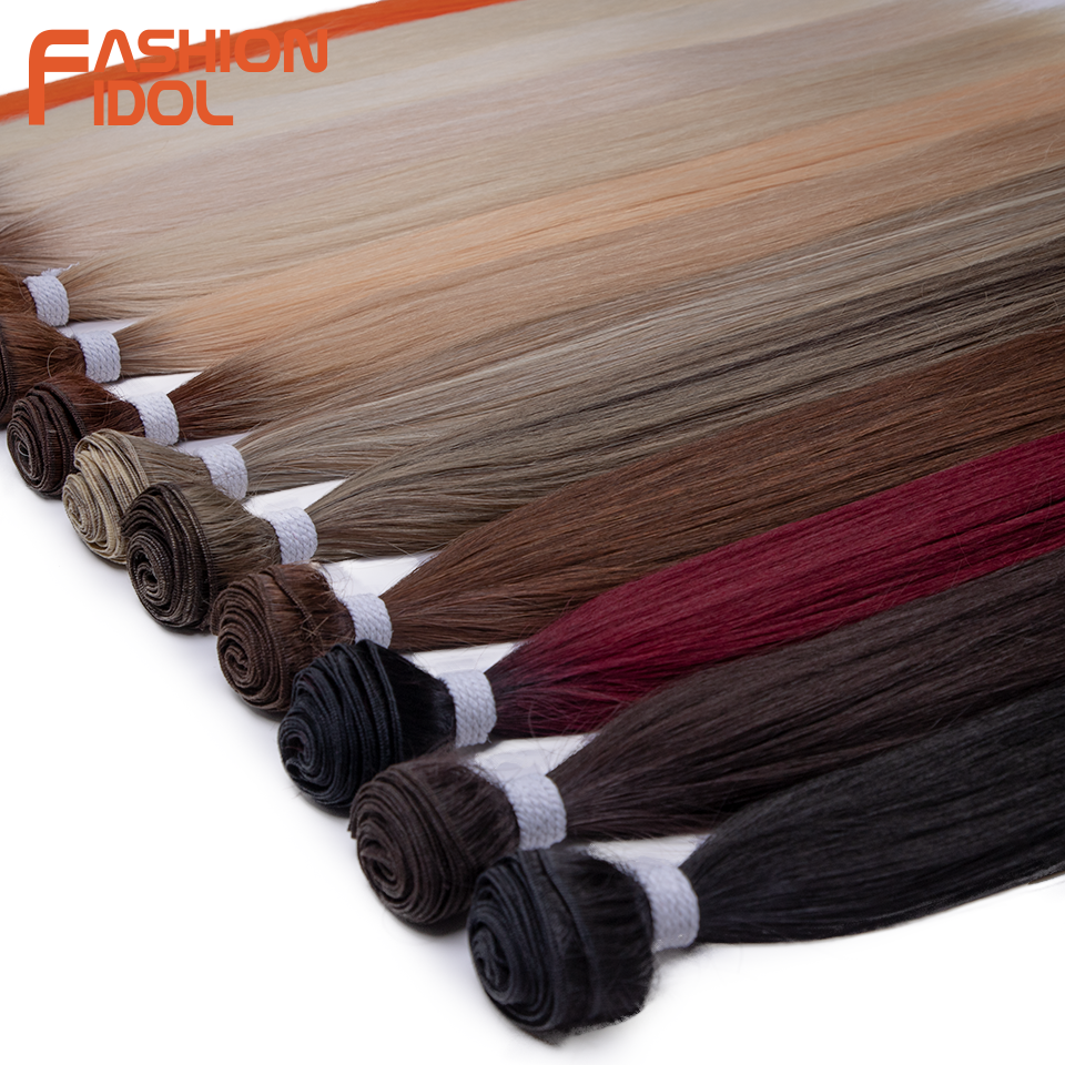 Bone Straight Hair Extensions Ombre Blonde Hair Bundles Super Long Hair Synthetic 24 Inch Straight Hair Full to End IDOL
