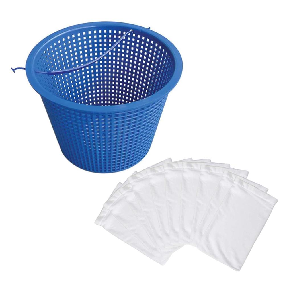 Poolfilterkorg slitstark plast praktisk korg poolskimmerkorg med valfria strumpor för poolrengöring: B