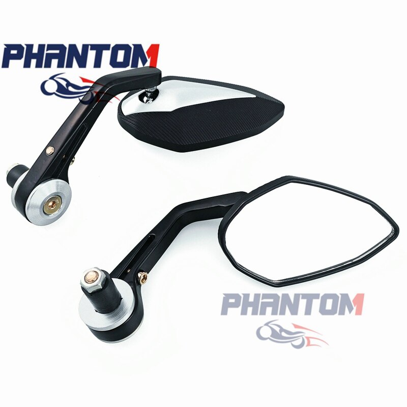 7/8 " stuuruiteinden spiegels ovale custom klassieke zijspiegels chopper bobber cafe racer atv quad achteruitkijkspiegels: Zilver