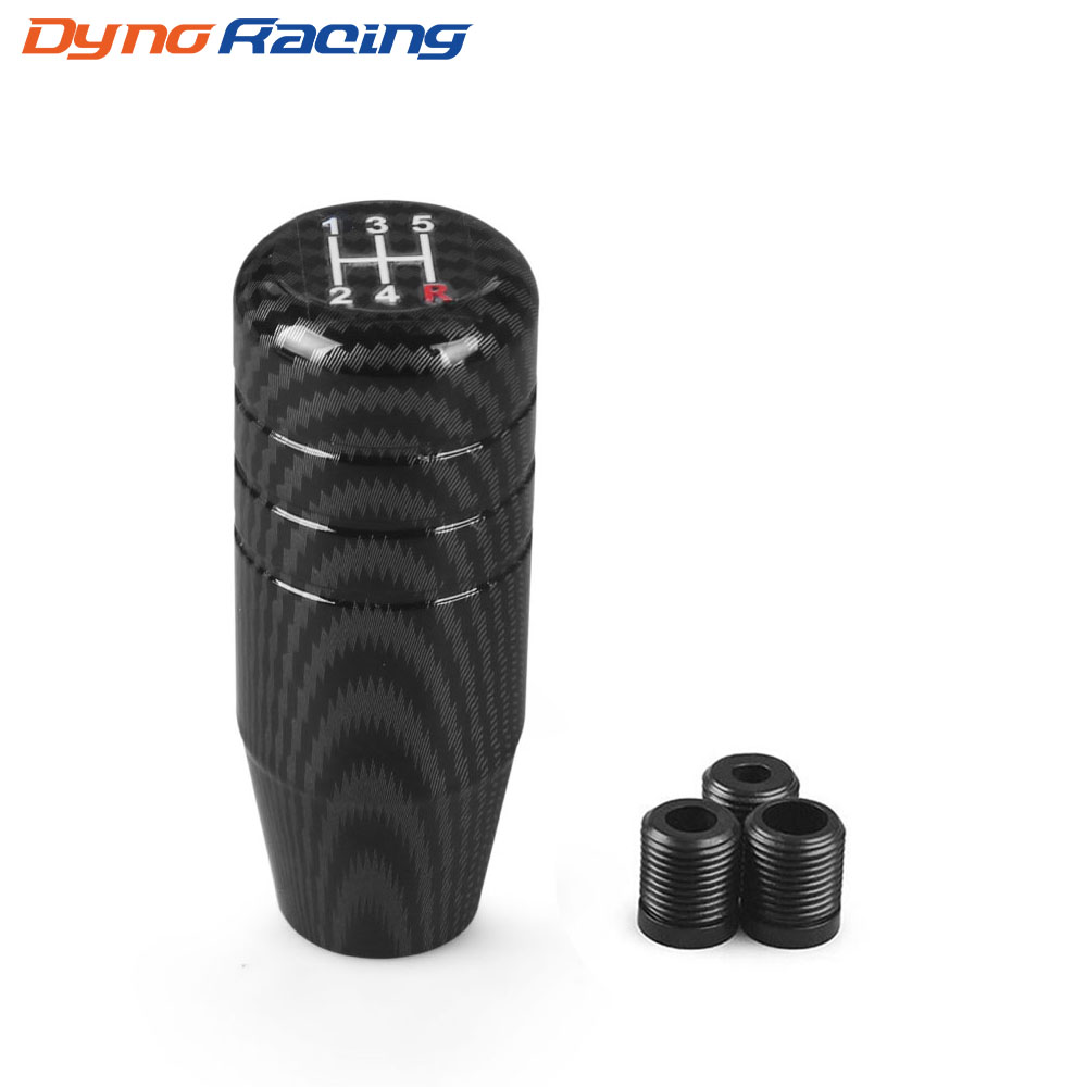 8,5 cm aluminium koolstoffilter zwarte pookknop Racing universele handgeschakelde versnellingspookknop met drie adapters
