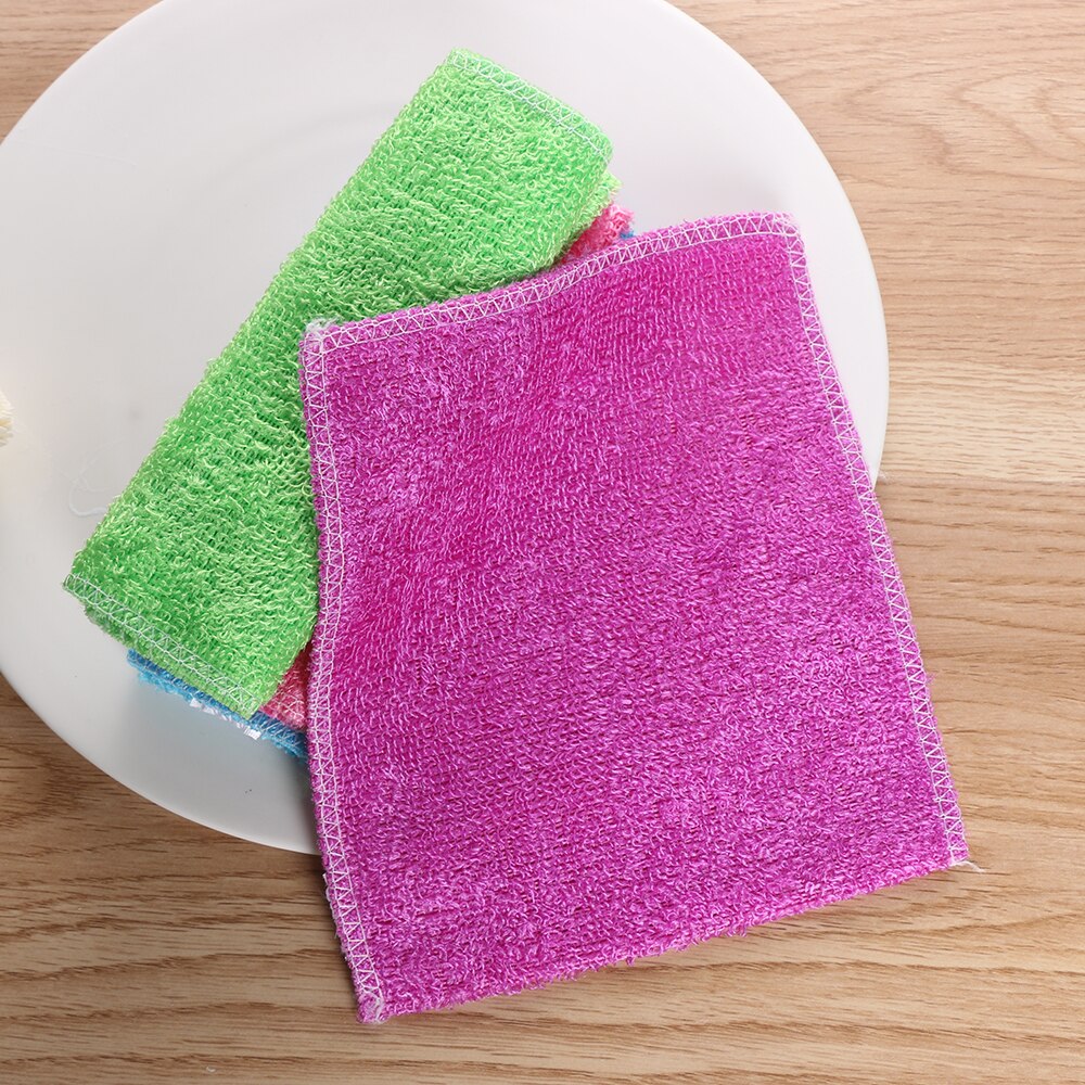 Paño antigrasa para platos, toalla de lavado de fibra de bambú, estropajo para cocina y hogar, trapos de limpieza mágicos, suministros para el hogar y la vida, 5 uds.