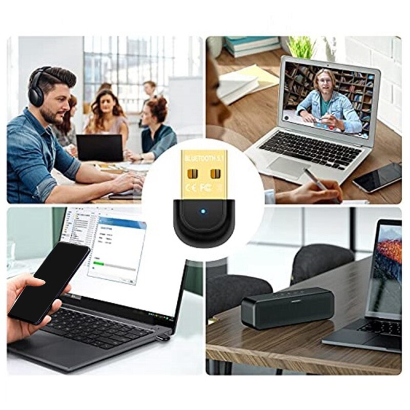 Bluetooth 5.1 EDR USB Adapter USB2.0 Bluetooth Adapter Bluetooth Receiver Transmitter for Laptop PC