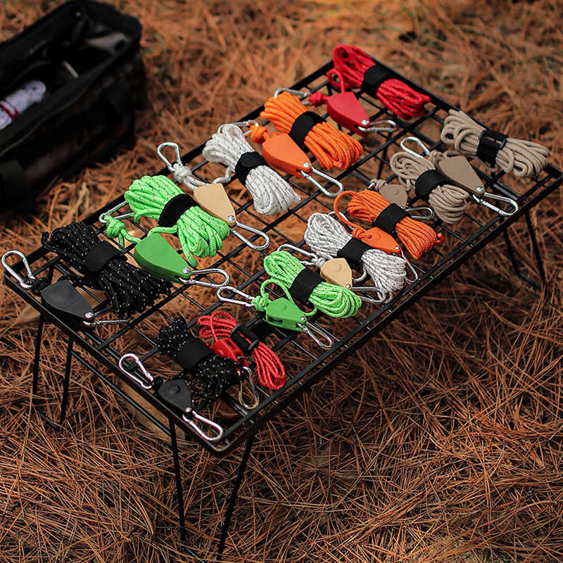 4/5M Camping Touw Tent Verstelbaar Touw Sluiting Vaste Gesp Poelie Spanner Ratelhangers Lampjes Camping Luifel Windtouw