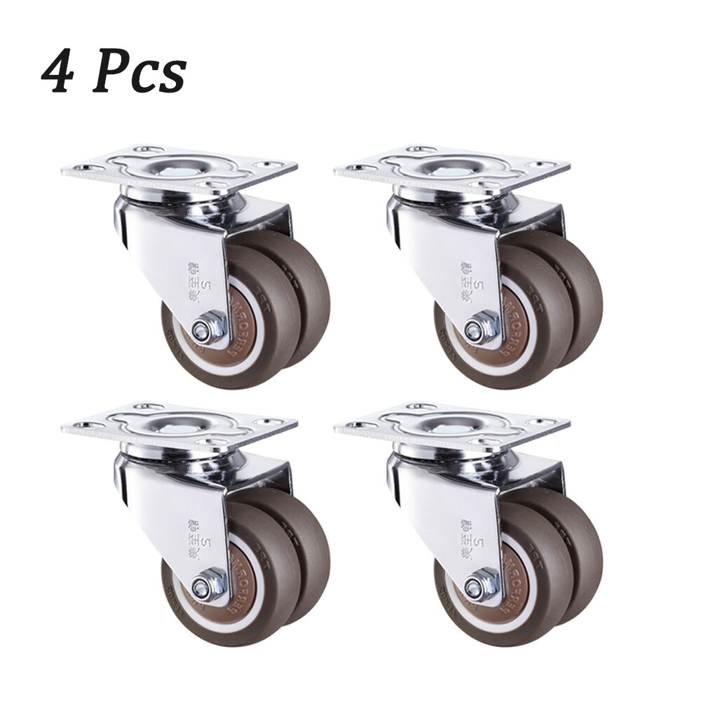 1.5/2 inch 360 Degree Swivel Caster Wheels Heavy Duty Caster Wheels With Double Wheels No Noise Wheels For Carts Workbench: 2 inch / 4 Pcs no brake