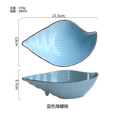 Ceramic Ocean Style Plate Whale Fish Dish Shell Starfish Trumpet Shell Bowl Blue White Porcelain Dinnerware Serving Platter: 14