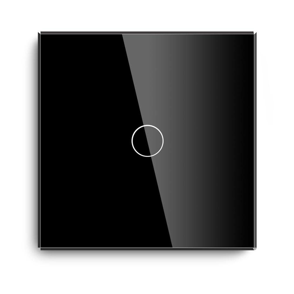 Bseed eu touch lysdæmper 1 gang 1 vej 2 vej 3 farver hvid sort gylden krystal panel smart touch screen lysdæmper: Sort / 1 bande 1 vej