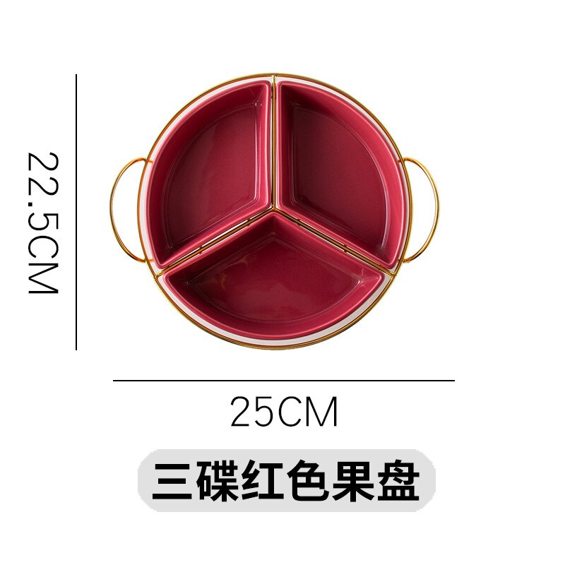 Northern European-Style Ceramic Fruit Dish Dried Fruit Box Hard Fruit Dish Seperated Platter Household Snack Dish Snack Plate: Plum