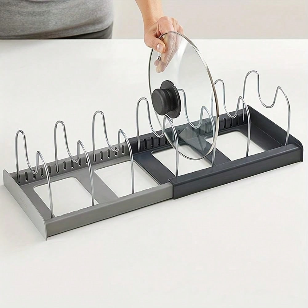 Expandable Pans Organizer Rack Kitchen Cabinet Pan Rack Drawer Expanding Cookware Space Saving Kitchen Cabinet Organizer Holde